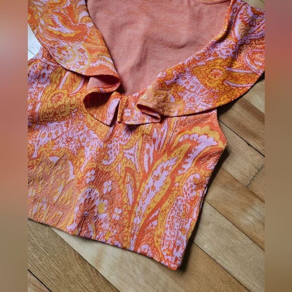 Zara Orange Paisley Women's Top - Picture 5 of 8